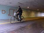 Hahn ontwierp ook de letters van de fietstunnel verderop.
<br/>
Janno Hahn, 2017